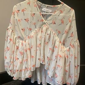 Flowy flamingo top- runs big